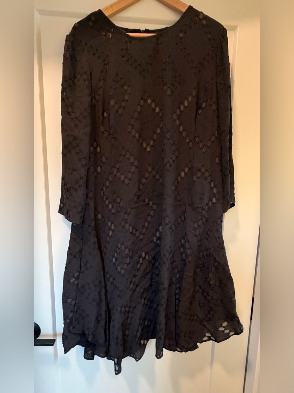 Donna Morgan Black Eyelet Swing Dress (pit 2 pit = 20 inches, length is 39 inch)